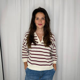 CAMISOLA POLO RISCAS BORDEAUX