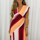 VESTIDO RISCAS TONS QUENTES