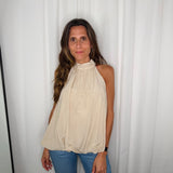 TOP HALTER BEGE ABALONADO