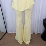 CONJUNTO TOP E CALÇAS AMARELO PASTEL