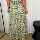 CONJUNTO TOP E SAIA ESTAMPADO VERDE