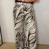CALÇAS WIDE LEG ZEBRA CASTANHO