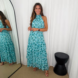 VESTIDO ESTAMPADO TURQUESA
