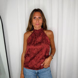 TOP HALTER JACQUARD TELHA