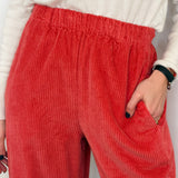 CALÇAS BAGGY BOMBAZINE CORAL