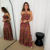 VESTIDO CAQUI FLORES