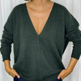 CARDIGAN 100% CASHMERE DECOTE BICO VERDE