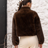 CASACO CURTO PELO CASTANHO