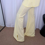 CONJUNTO TOP E CALÇAS AMARELO PASTEL