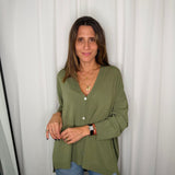 CARDIGAN MALHA FRIA VERDE SECO