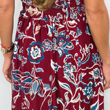 CONJUNTO TOP E SAIA BORDEAUX FOLHAS