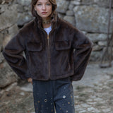 CASACO CURTO PELO CASTANHO