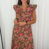 VESTIDO CAQUI FLORES