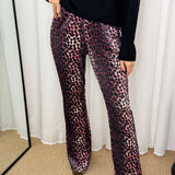 CALÇAS VELUDO ANIMAL PRINT ROSA