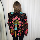 KIMONO VELUDO PRETO COM BORDADOS