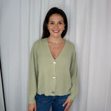 CARDIGAN CANELADO VERDE PISTÁCHIO