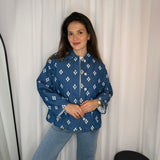 CASACO AZUL JEANS COM BORDADOS