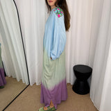 VESTIDO CAMISEIRO DEGRADÊ AZUL VERDE E LILÁS