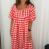 VESTIDO VICHY VERMELHO