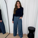 CALÇAS RISCAS AZUL JEANS