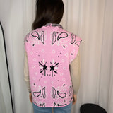 COLETE MALHA ROSA CORNUCÓPIAS