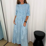 VESTIDO ALGODÃO ANIMAL PRINT AZUL