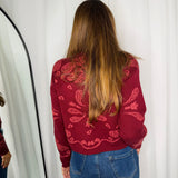 CARDIGAN MALHA BORDEAUX ESTAMPADO