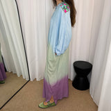 VESTIDO CAMISEIRO DEGRADÊ AZUL VERDE E LILÁS