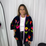 BF - KIMONO VELUDO AZUL MARINHO BORDADOS