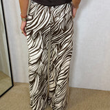 CALÇAS WIDE LEG ZEBRA CASTANHO