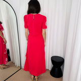 CONJUNTO TOP E SAIA VERMELHO COM BORDADOS