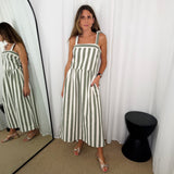 VESTIDO RISCAS BRANCO E CAQUI