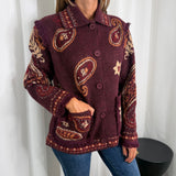 CASACO MALHA ESTAMPADO BORDEAUX