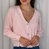 CARDIGAN CANELADO ROSA CLARO