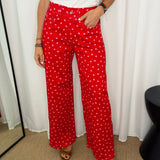 CALÇAS POLKA DOT VERMELHO E ROSA