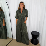 CONJUNTO TÚNICA E CALÇAS RISCAS VERDE