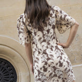 VESTIDO CASTANHO BORDADOS
