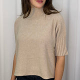 CAMISOLA MALHA MEIA GOLA BEGE LARGA