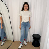 CALÇAS GANGA BORDADOS FLORES