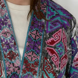 KIMONO VELUDO CINZA COM BORDADOS