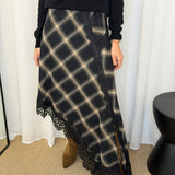 SAIA PRETA LOSANGOS COM RENDA