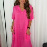 VESTIDO LINHO ROSA