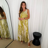 VESTIDO MALHA SEDA ZEBRA VERDE LIMA