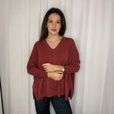 CAMISOLA MALHA DECOTE CANELADO TELHA