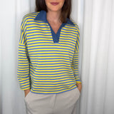 PULLOVER RISCAS AMARELO & AZUL