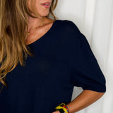 T-SHIRT MALHA FRIA AZUL MARINHO