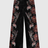 BF - CALÇAS VELUDO PRETAS ESTAMPADO