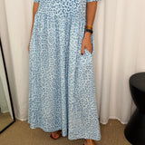 VESTIDO ALGODÃO ANIMAL PRINT AZUL