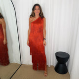 VESTIDO FRANJAS TELHA