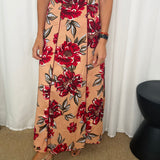 VESTIDO SALMÃO COM FLORES